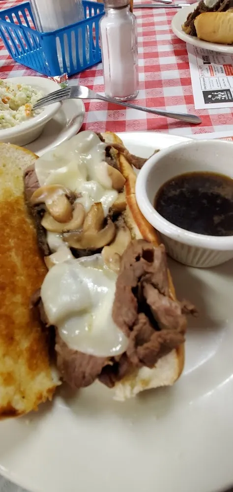 Roast Beef Provoone and Mushroom Sandwich